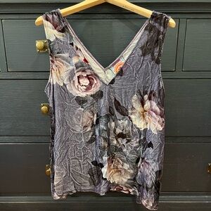 Johnny Was Velvet Rose Print Tank Top Size L